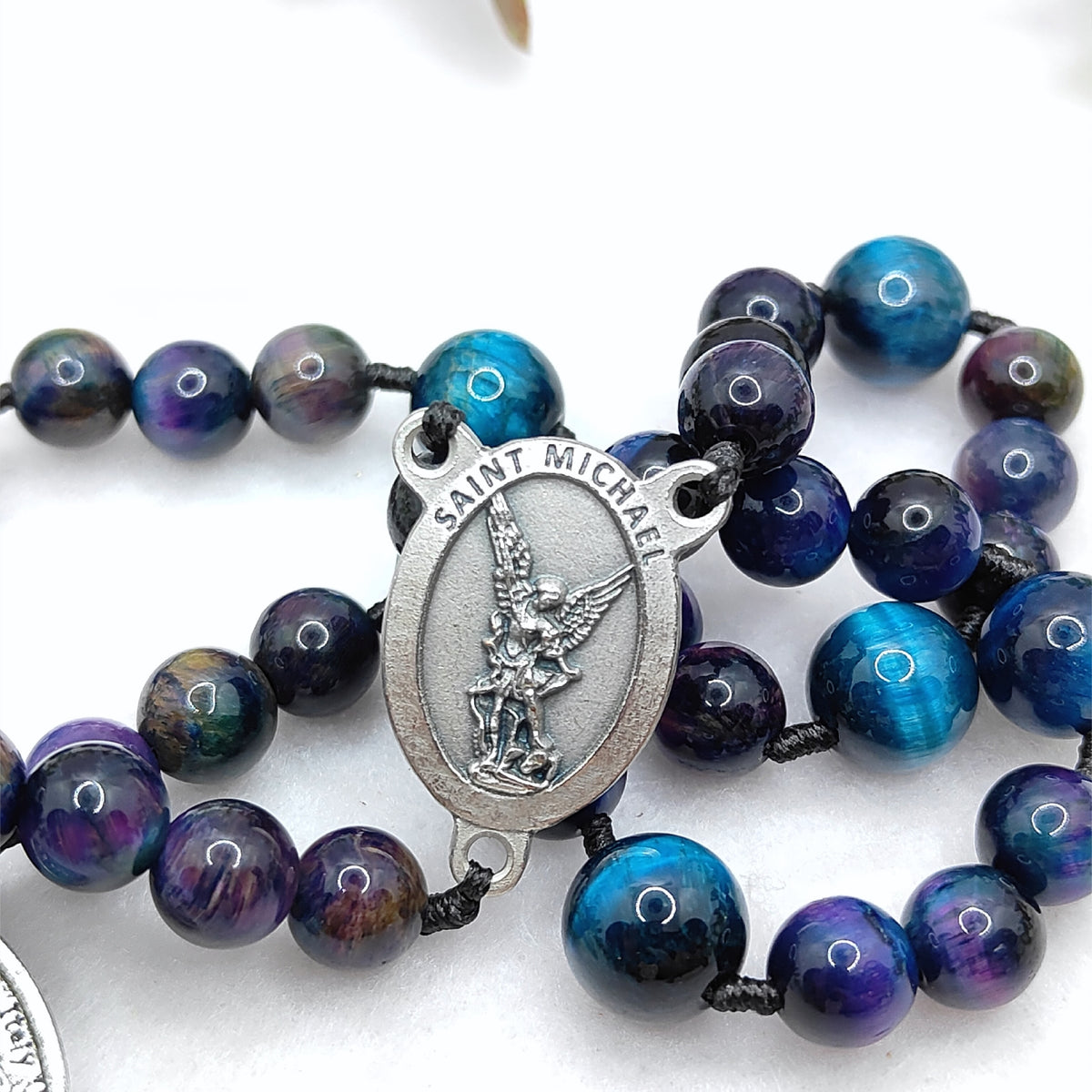 St Michael Chaplet Galaxy Tiger Eye Rosary