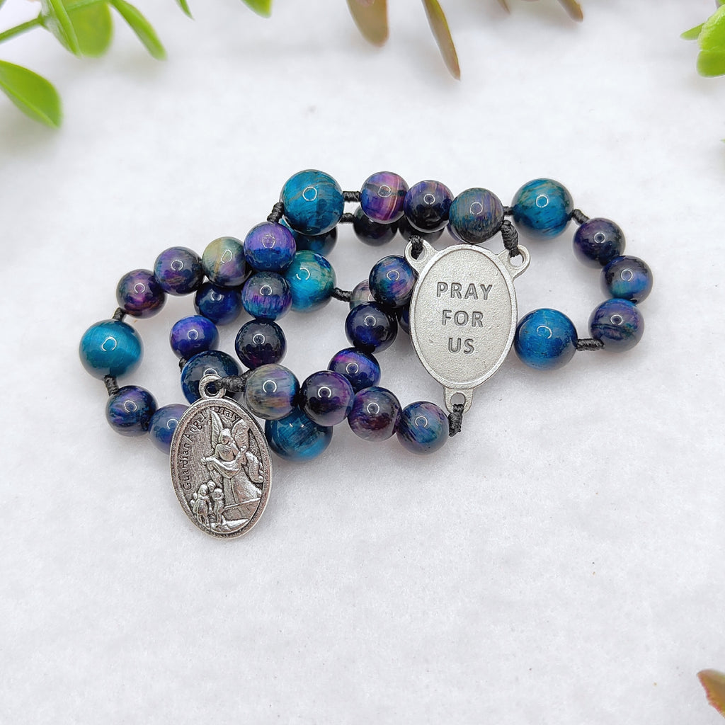 St Michael Chaplet Galaxy Tiger Eye Rosary