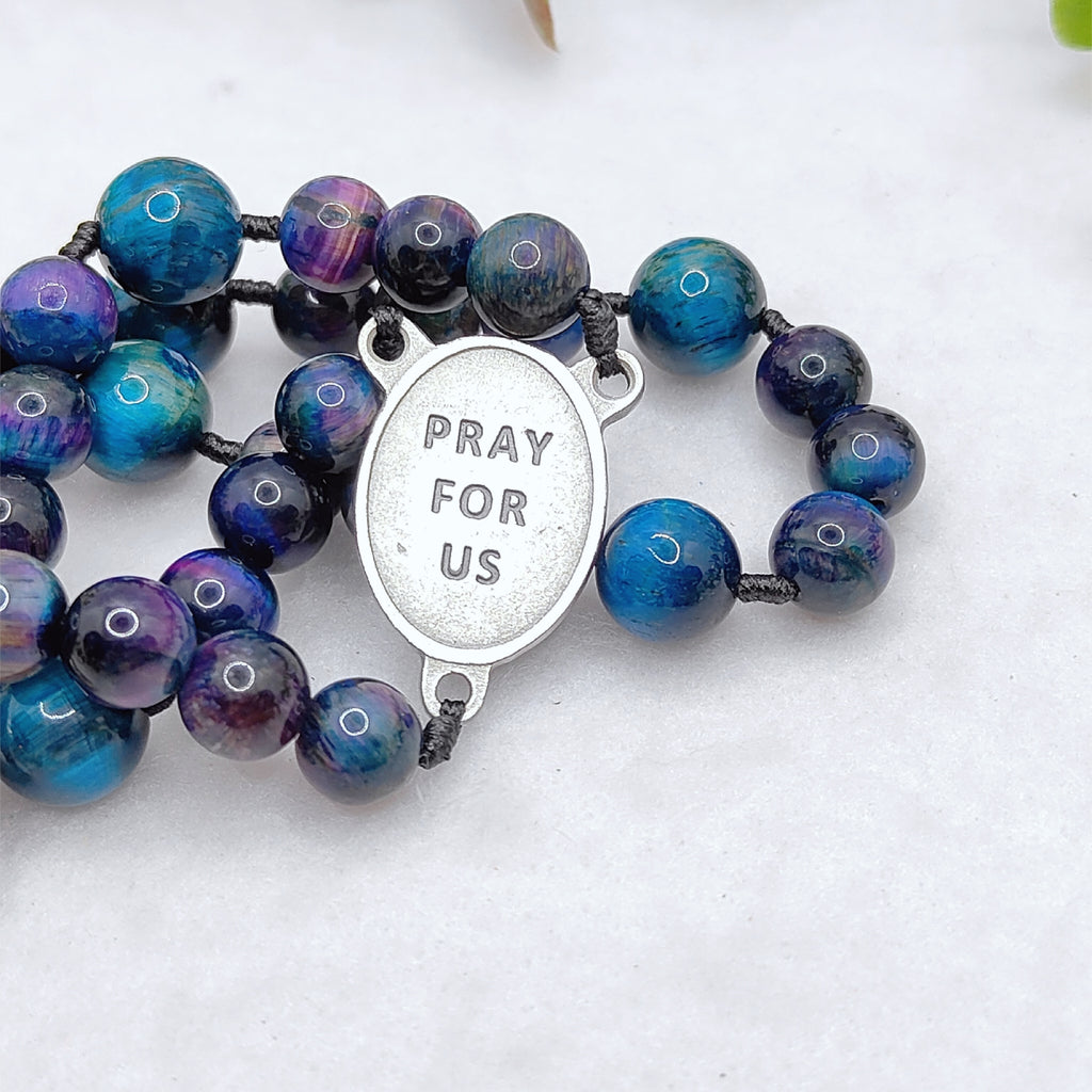 St Michael Chaplet Galaxy Tiger Eye Rosary