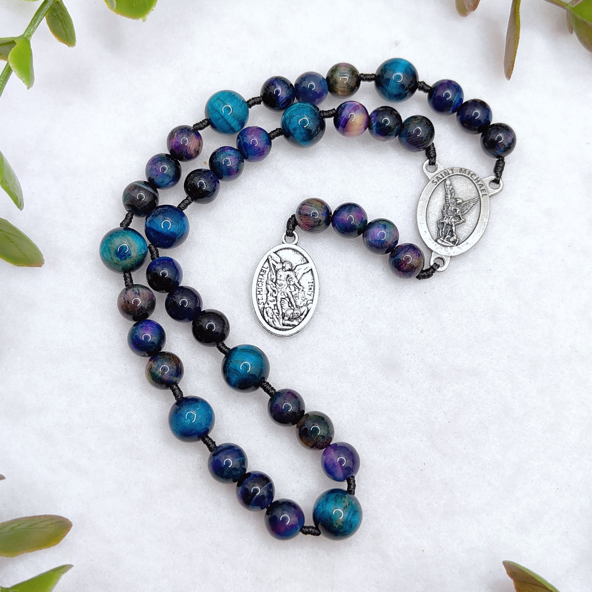 St Michael Chaplet Galaxy Tiger Eye Rosary