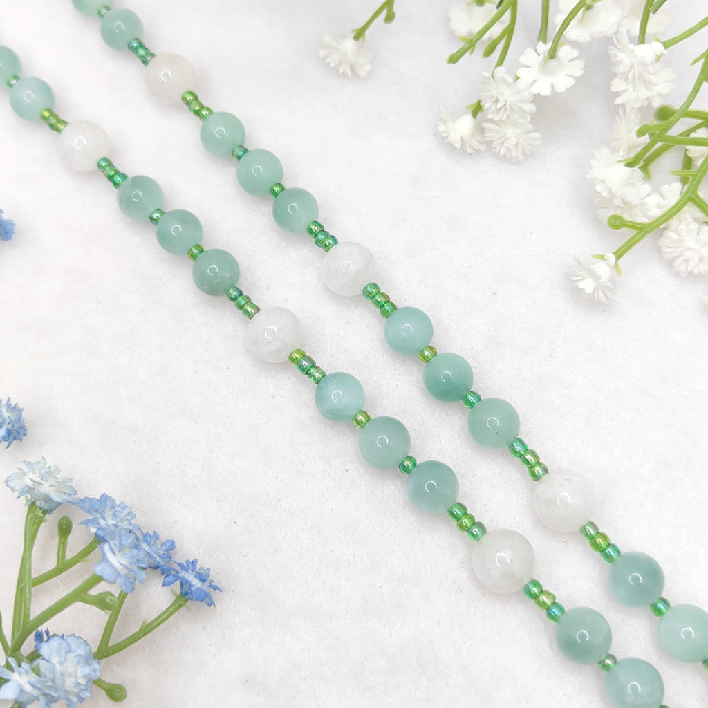 Chaplet of St Michael Green Angelite & Moonstone Rosary