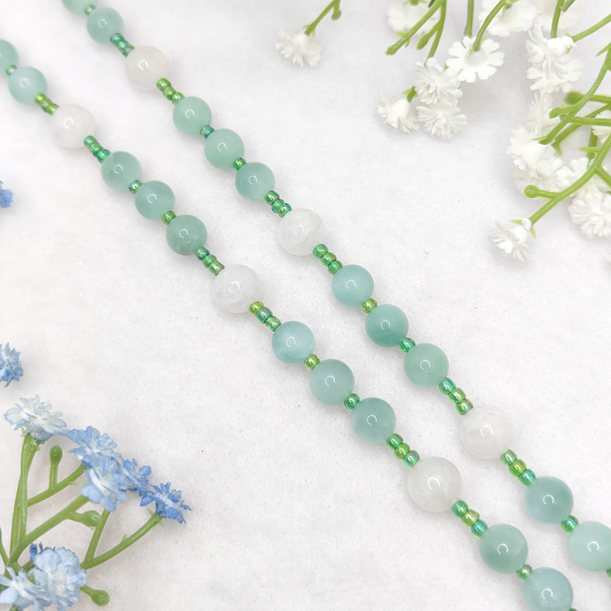 Chaplet of St Michael Green Angelite & Moonstone Rosary