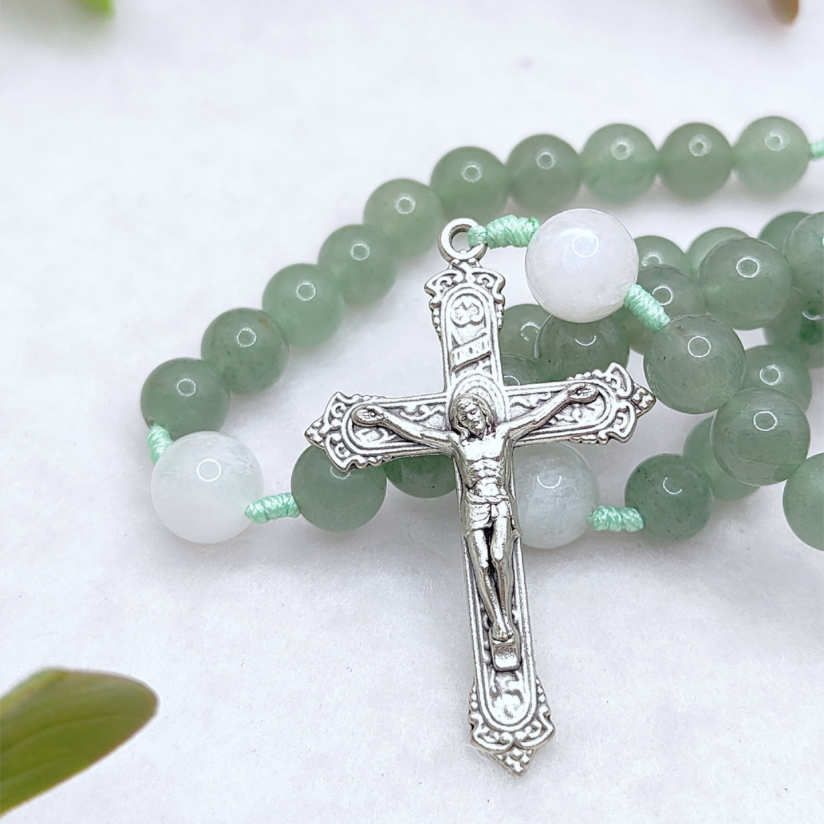 Our Mother of Perpetual Help Green Aventurine & Moonstone Rosary