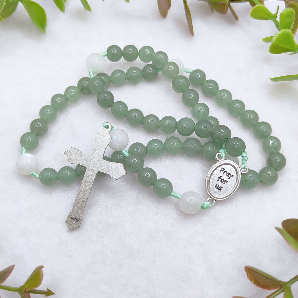 Our Mother of Perpetual Help Green Aventurine & Moonstone Rosary