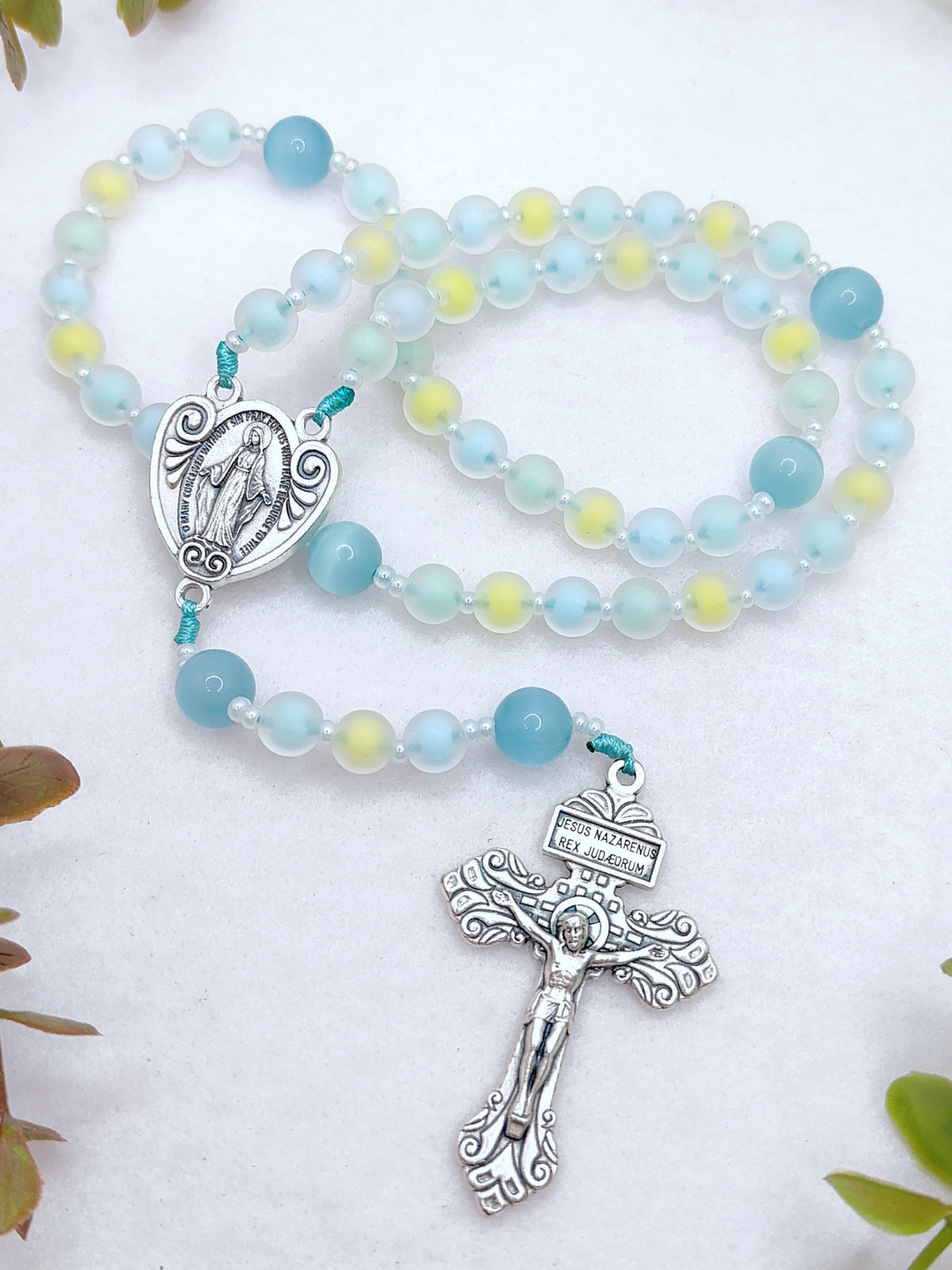 Our Lady of Grace Spring Grace Glass Rosary