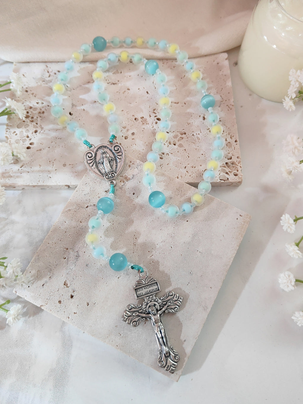 Our Lady of Grace Spring Grace Glass Rosary