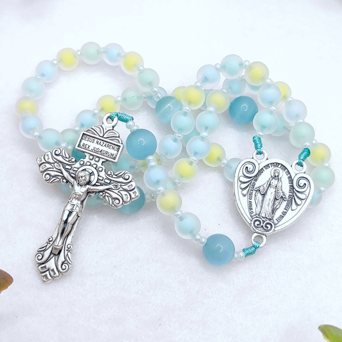 Our Lady of Grace Spring Grace Glass Rosary