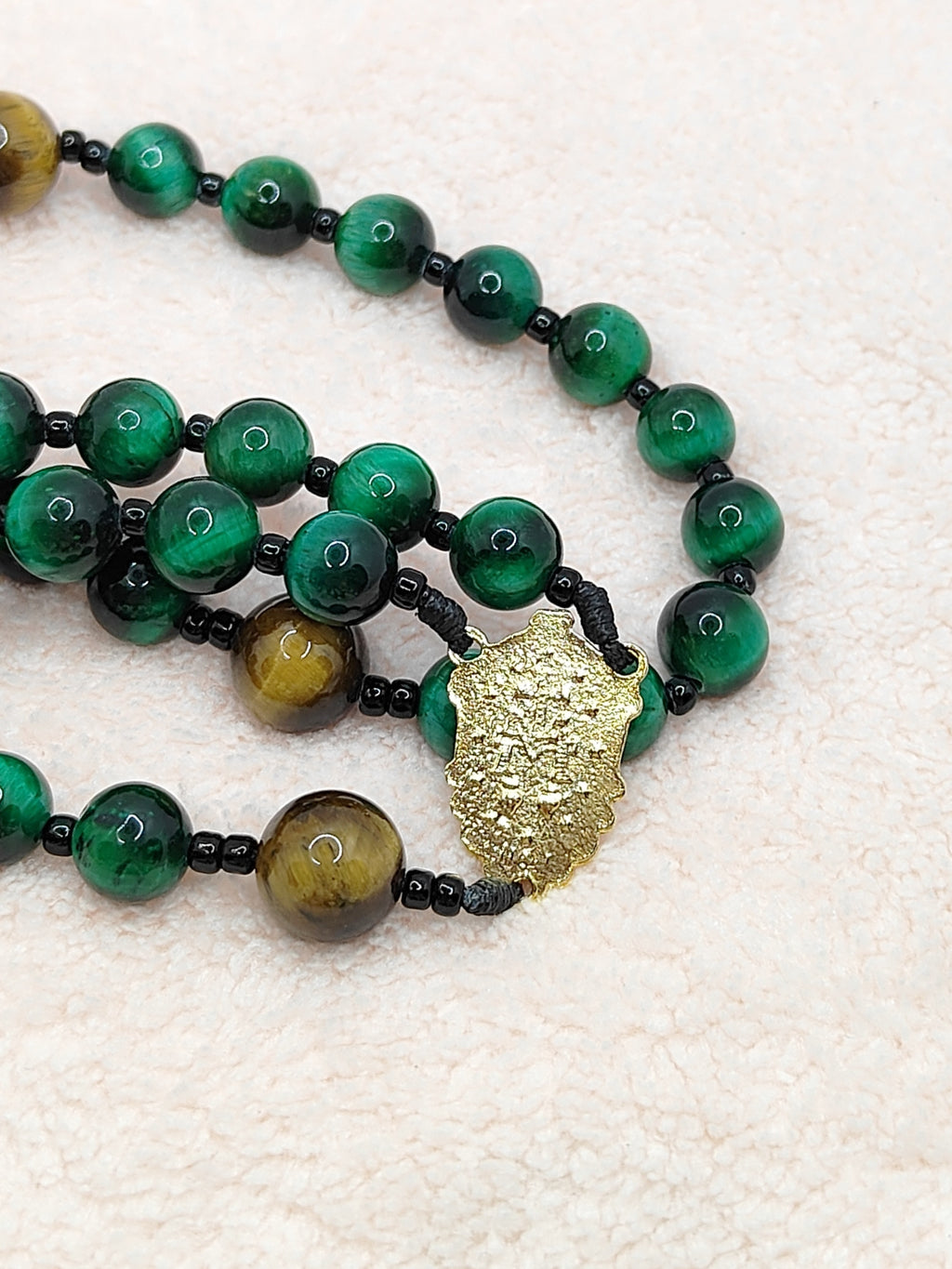 Guardian of Faith Green Tiger Eye Rosary