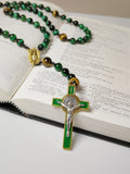 Guardian of Faith Green Tiger Eye Rosary