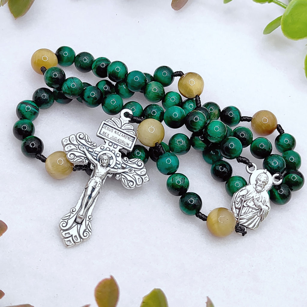 St. Jude Thaddeus Patron of Hope Tiger Eye Rosary