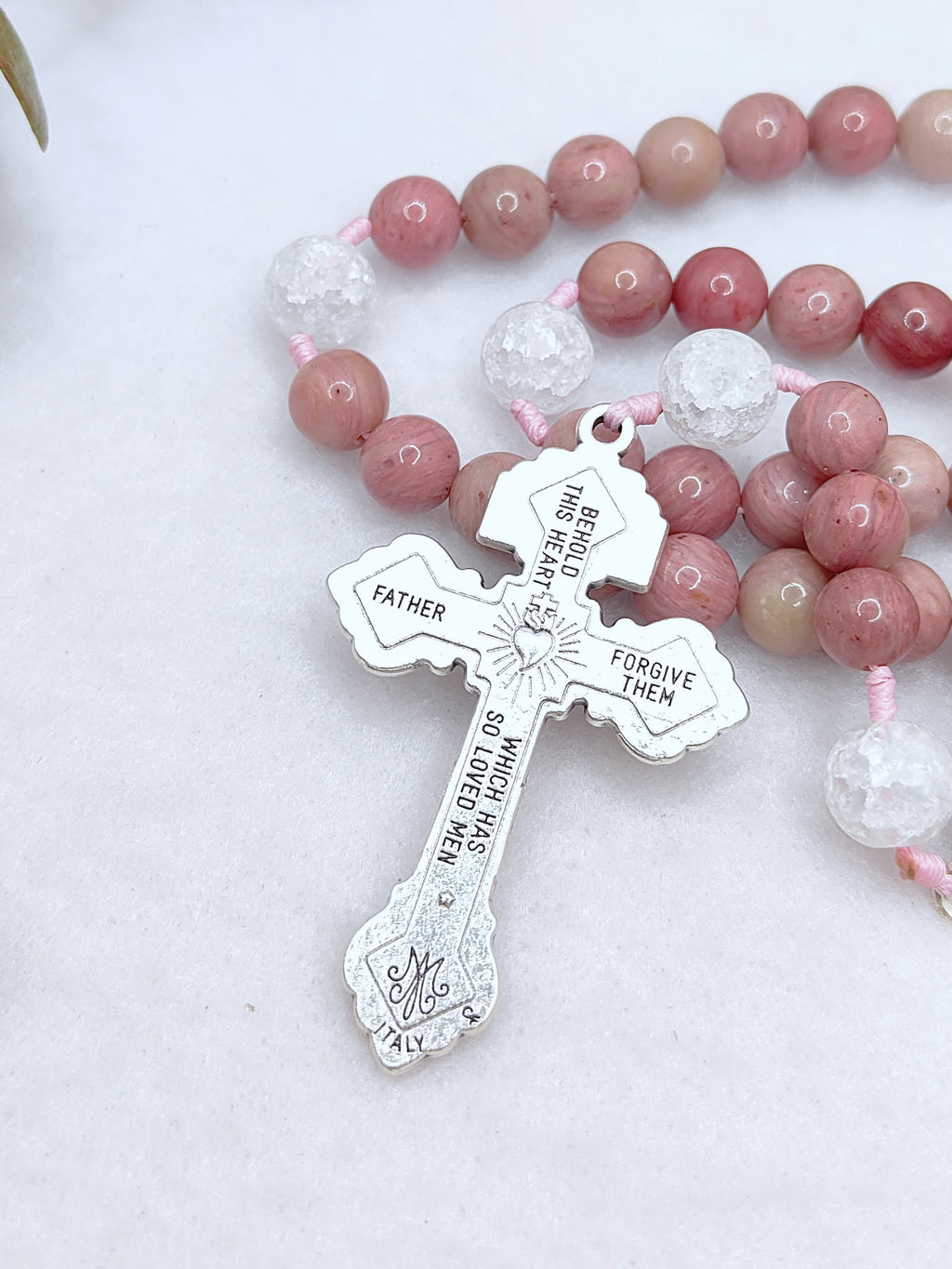 Our Lady of Guadalupe Rhodochrosite Cameo Rosary