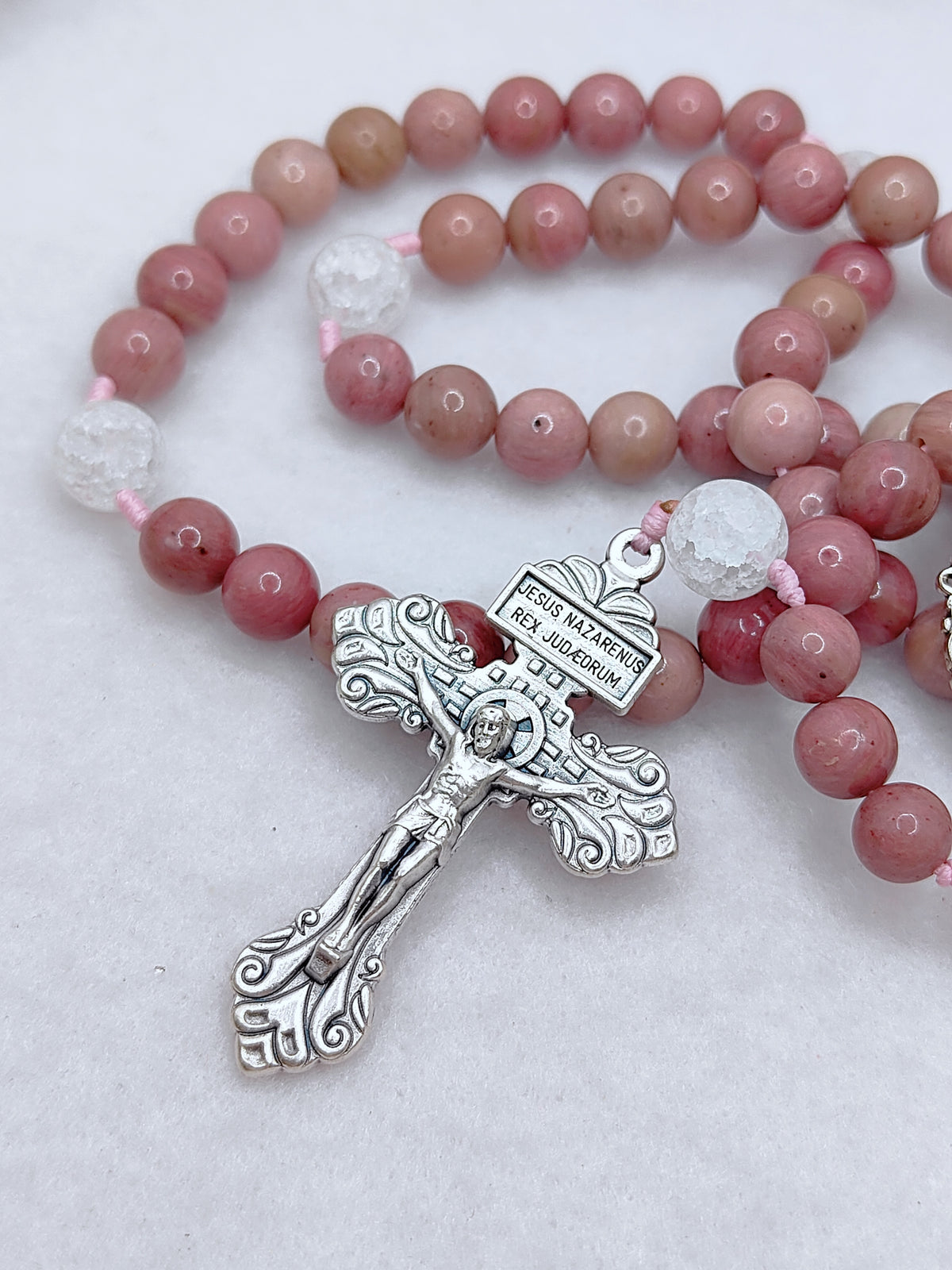 Our Lady of Guadalupe Rhodochrosite Cameo Rosary