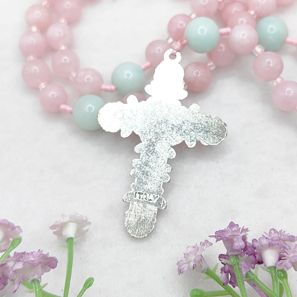 Our Lady of Grace Kunzite & Amazonite Rosary