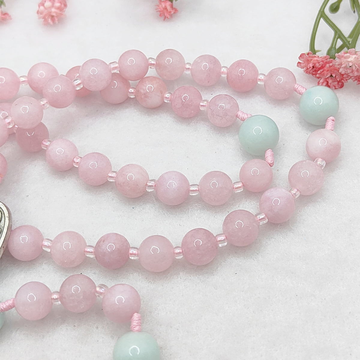 Our Lady of Grace Kunzite & Amazonite Rosary