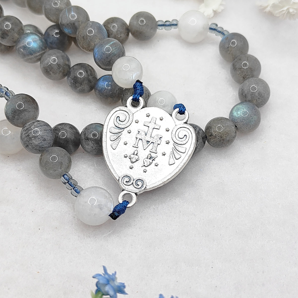 Our Lady of Grace Labradorite & Moonstone Rosary