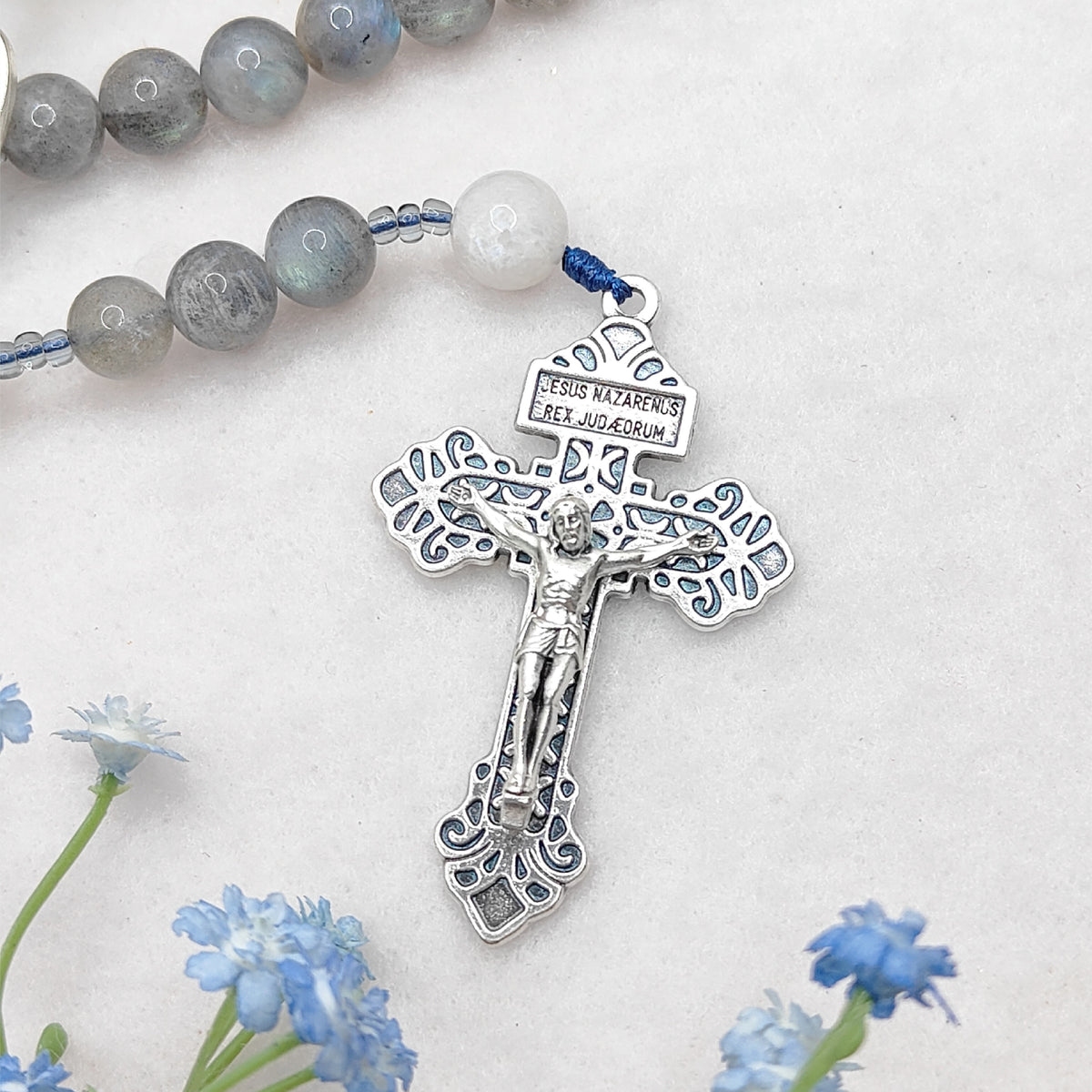 Our Lady of Grace Labradorite & Moonstone Rosary