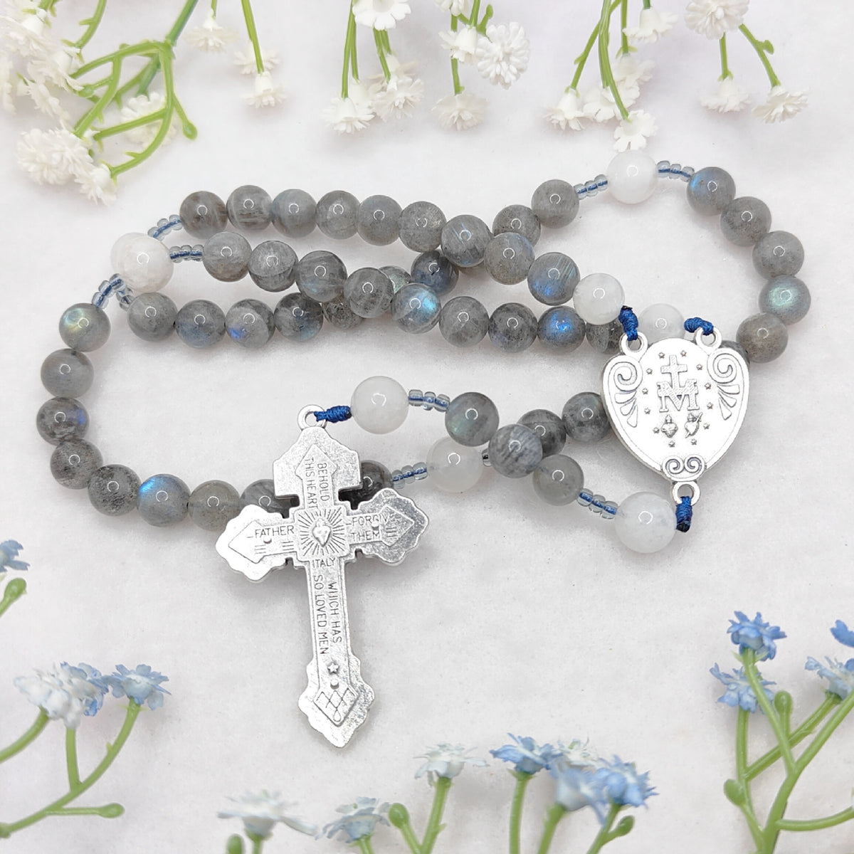 Our Lady of Grace Labradorite & Moonstone Rosary