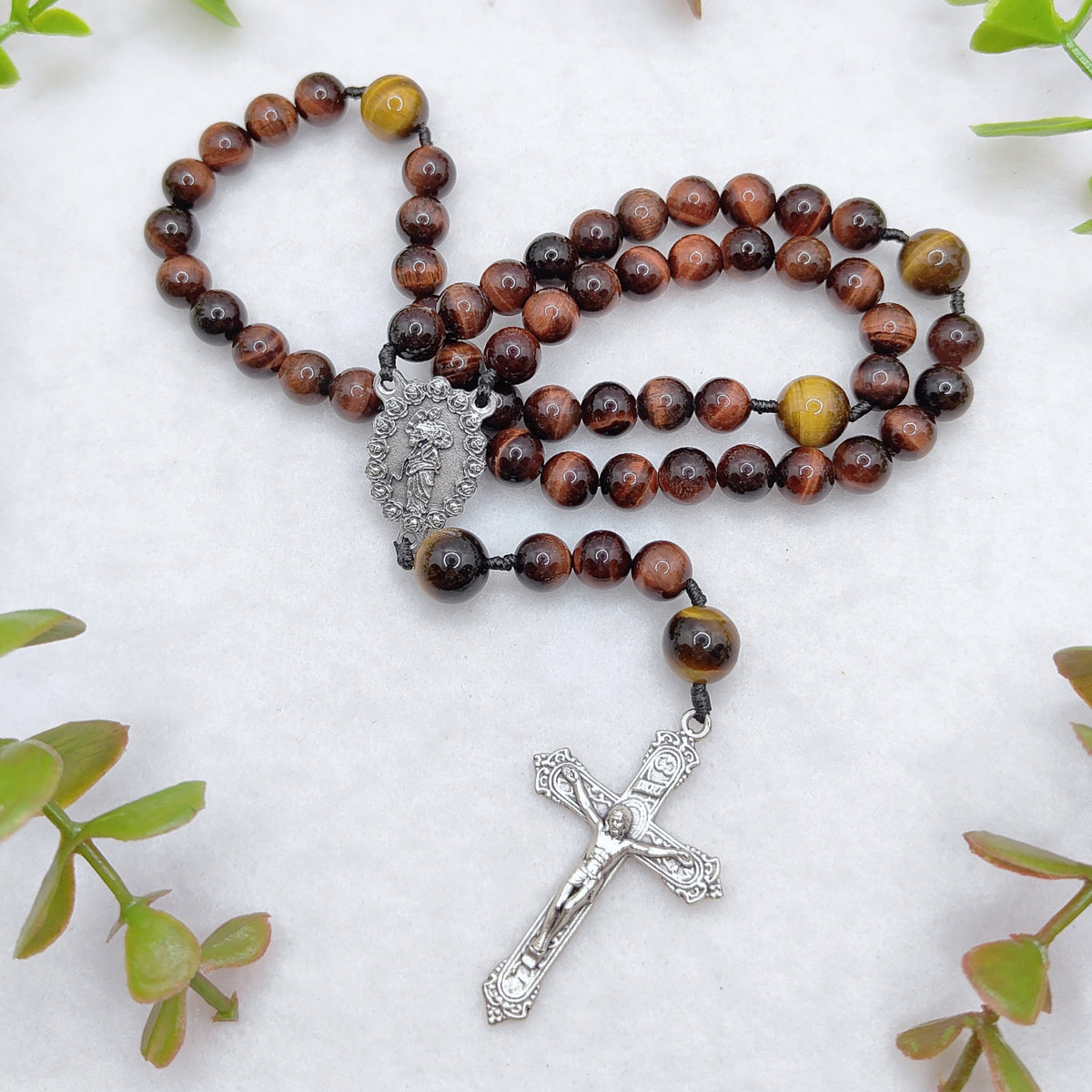 Our Lady Undoer of Knots Tiger Eye Rosary