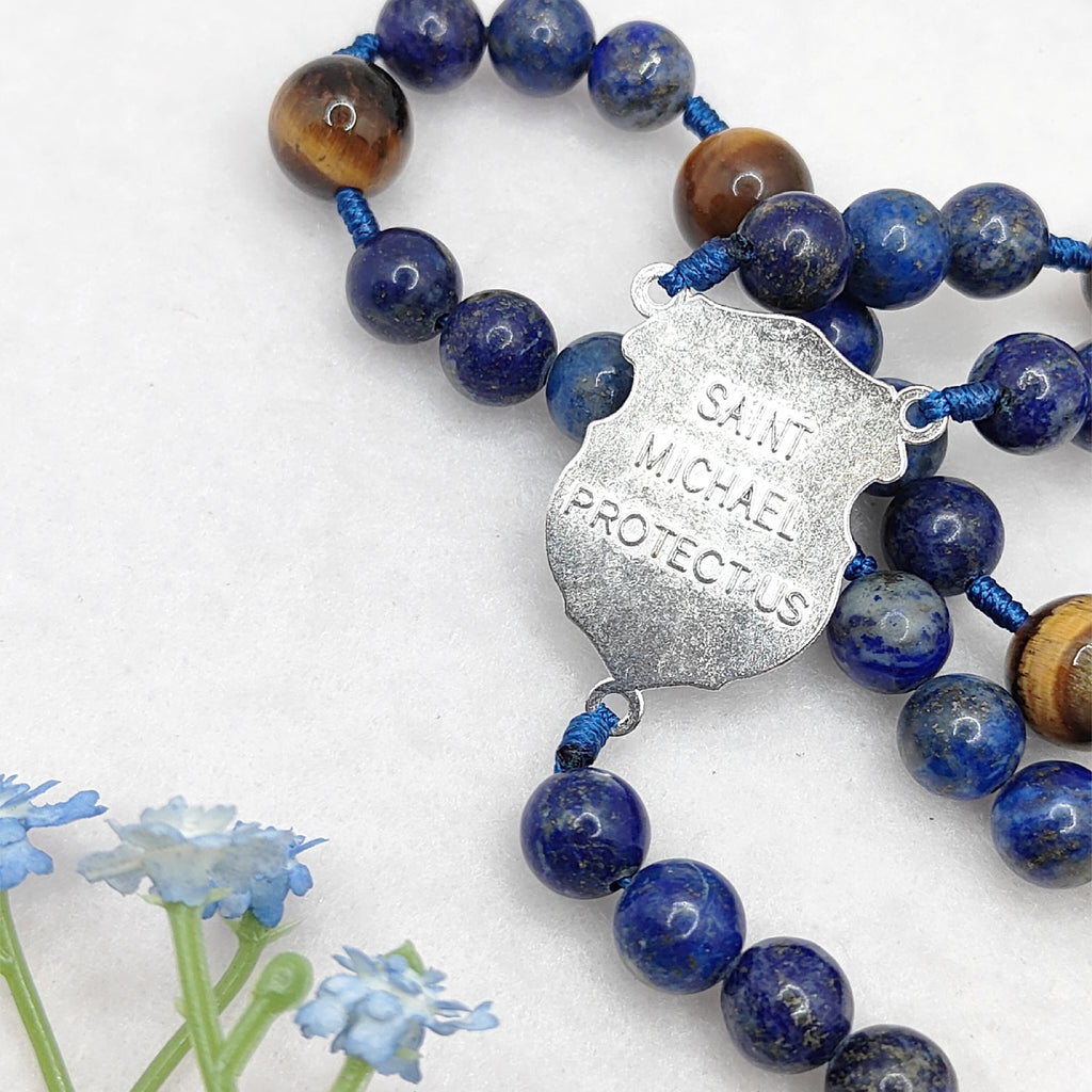 Chaplet of St Michael Lapis Lazuli & Tiger Eye Rosary