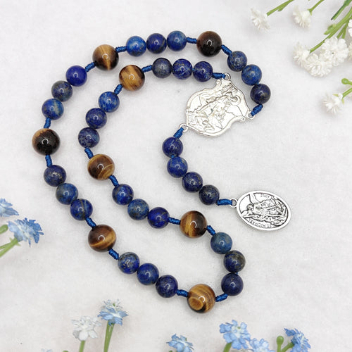 Chaplet of St Michael Lapis Lazuli & Tiger Eye Rosary