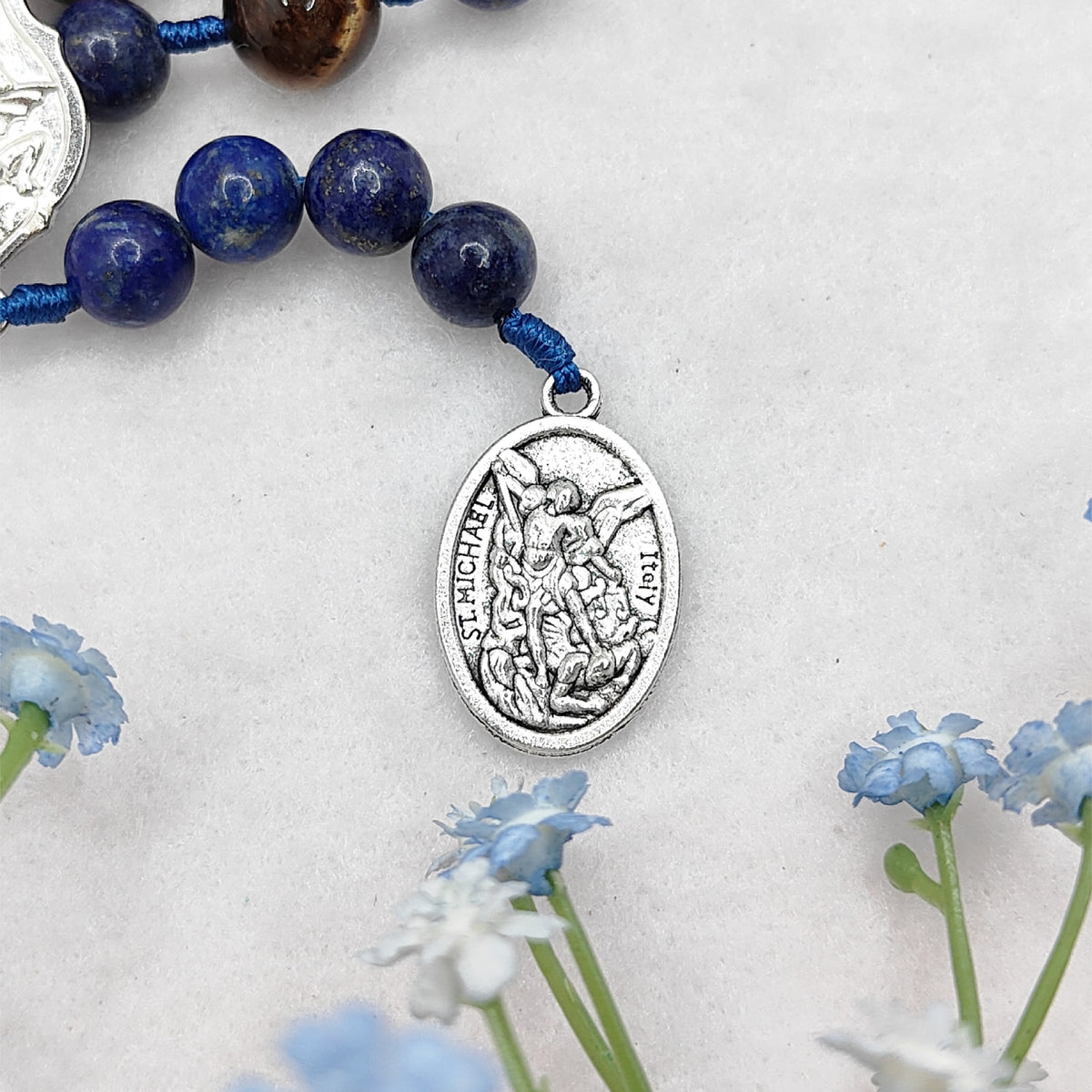 Chaplet of St Michael Lapis Lazuli & Tiger Eye Rosary