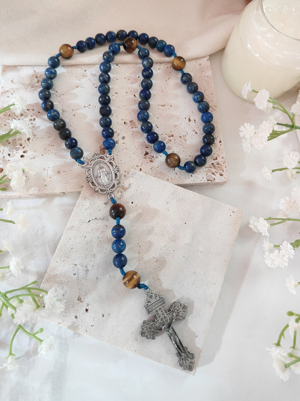 Celestial Lapis Lazuli & Tiger Eye Rosary