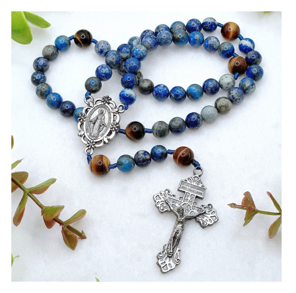 Celestial Lapis Lazuli & Tiger Eye Rosary