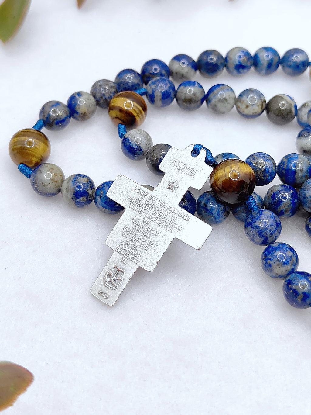 St. Francis of Assisi Earth & Sky Lapis Lazuli & Tiger Eye Rosary