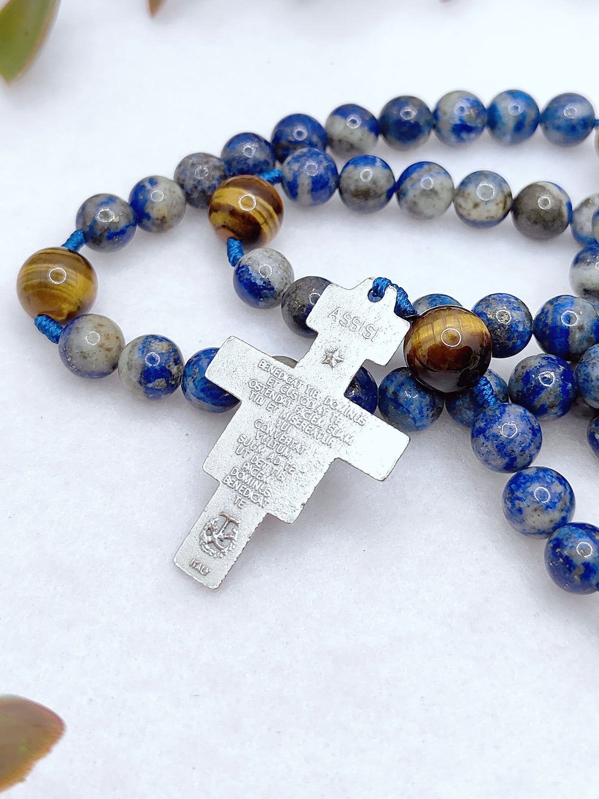 St. Francis of Assisi Earth & Sky Lapis Lazuli & Tiger Eye Rosary