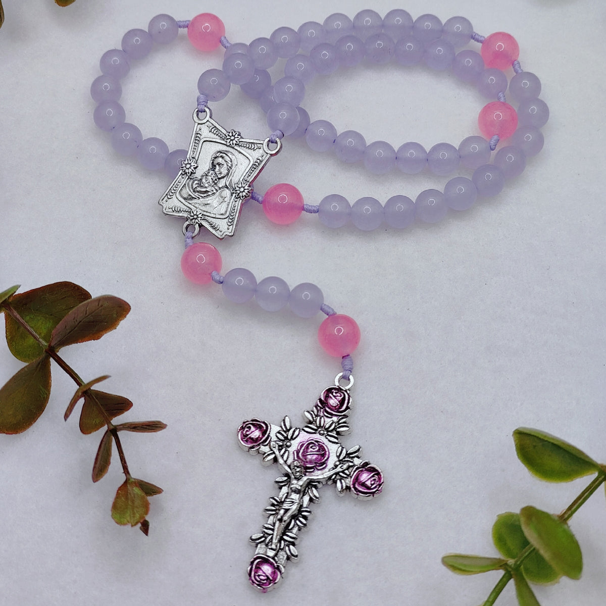 Blessed Mother Lavender Chalcedony Rosary