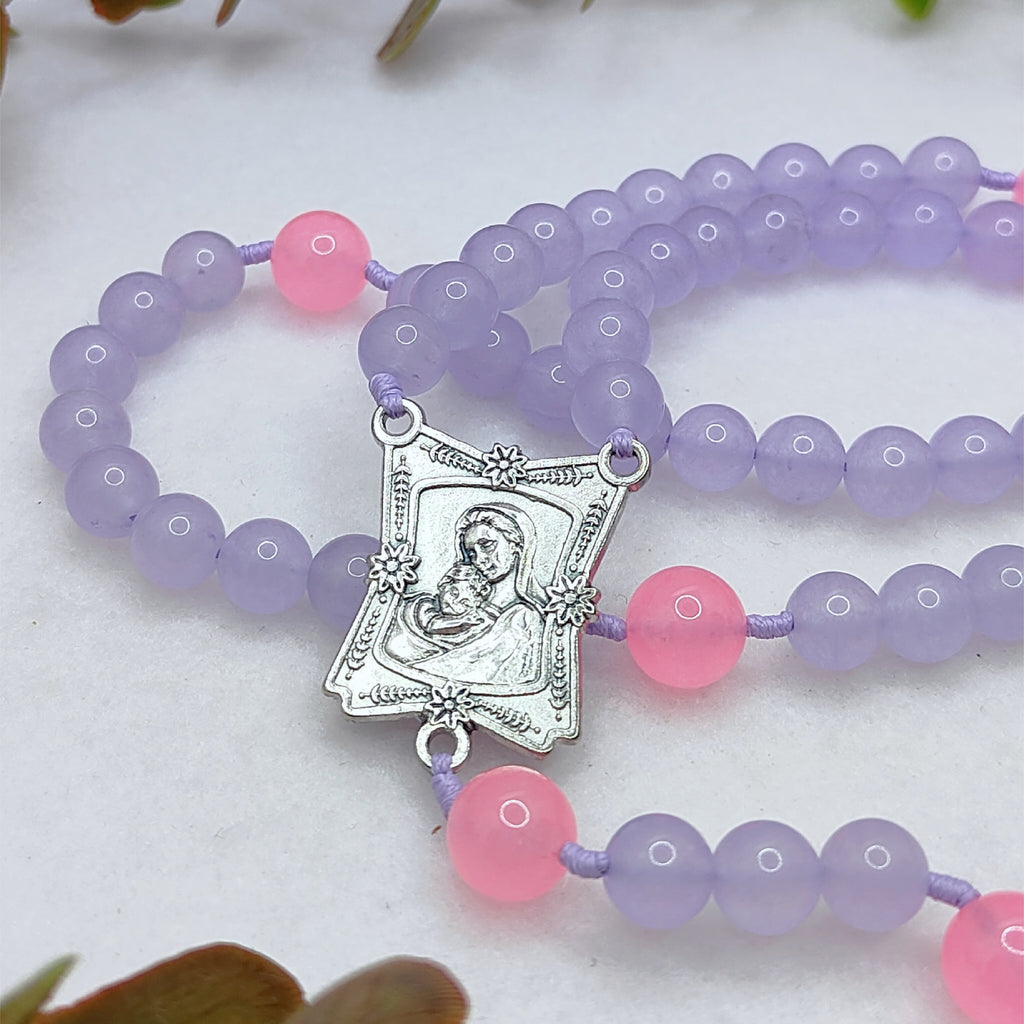 Blessed Mother Lavender Chalcedony Rosary