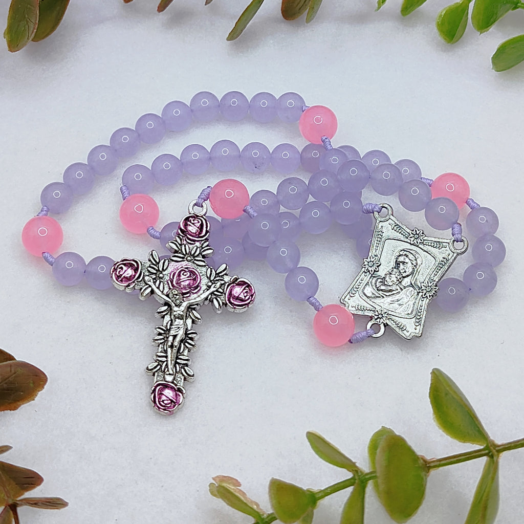Blessed Mother Lavender Chalcedony Rosary