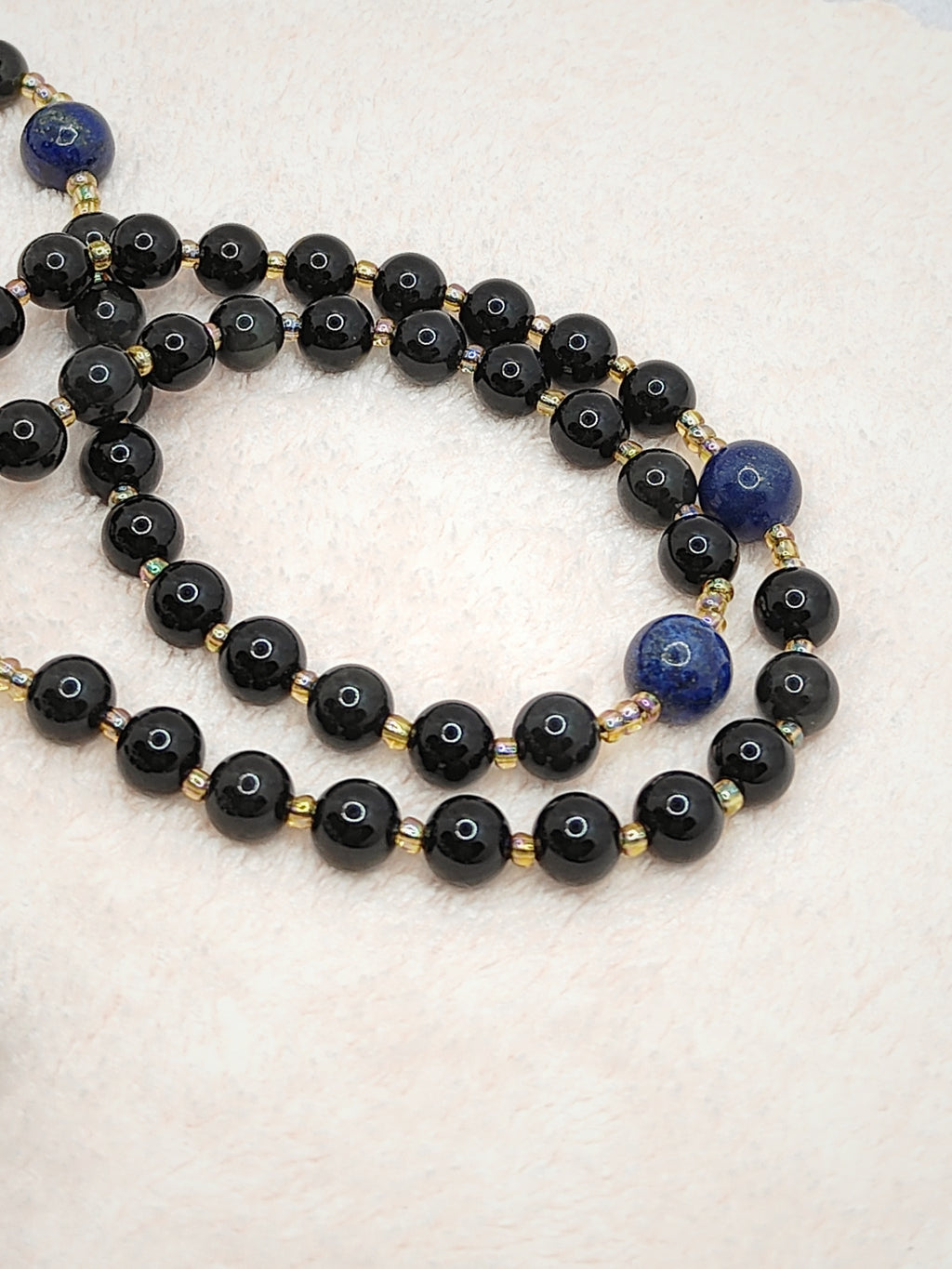 Cross of Lorraine Black Obsidian & Lapis Lazuli