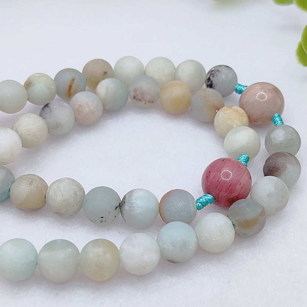 Miraculous Medal Serenity Amazonite & Rhodochrosite Rosary
