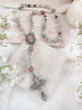 Miraculous Medal Serenity Amazonite & Rhodochrosite Rosary