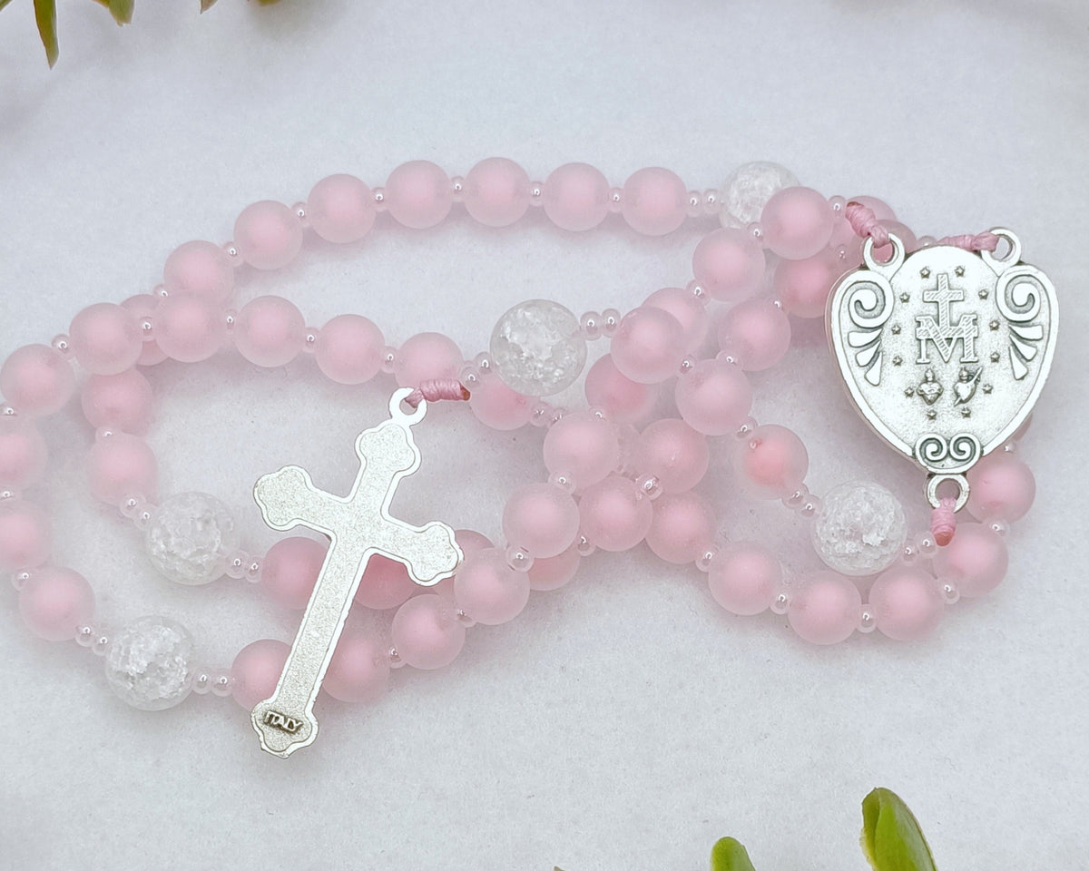 Heavenly Pink Glass Rosary
