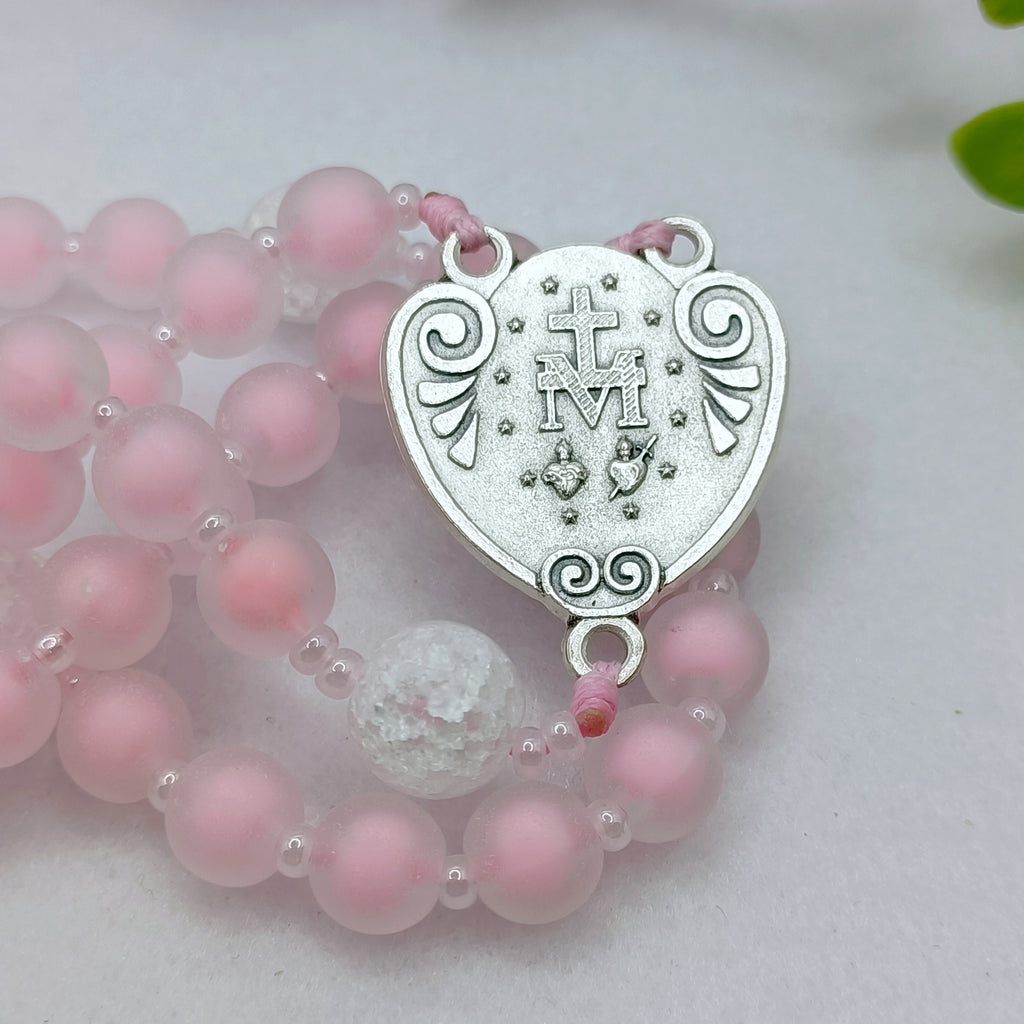 Heavenly Pink Glass Rosary