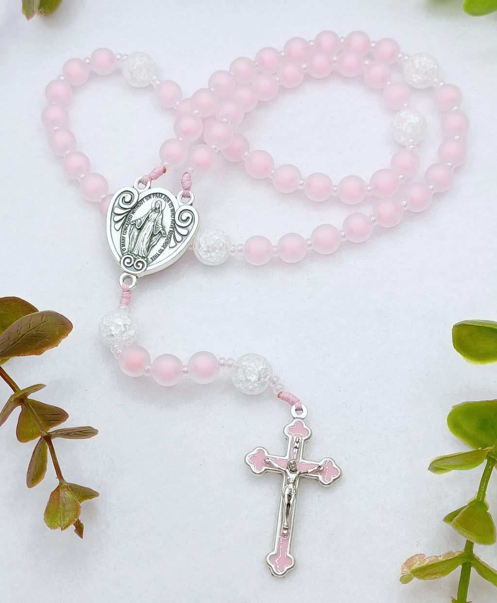 Heavenly Pink Glass Rosary
