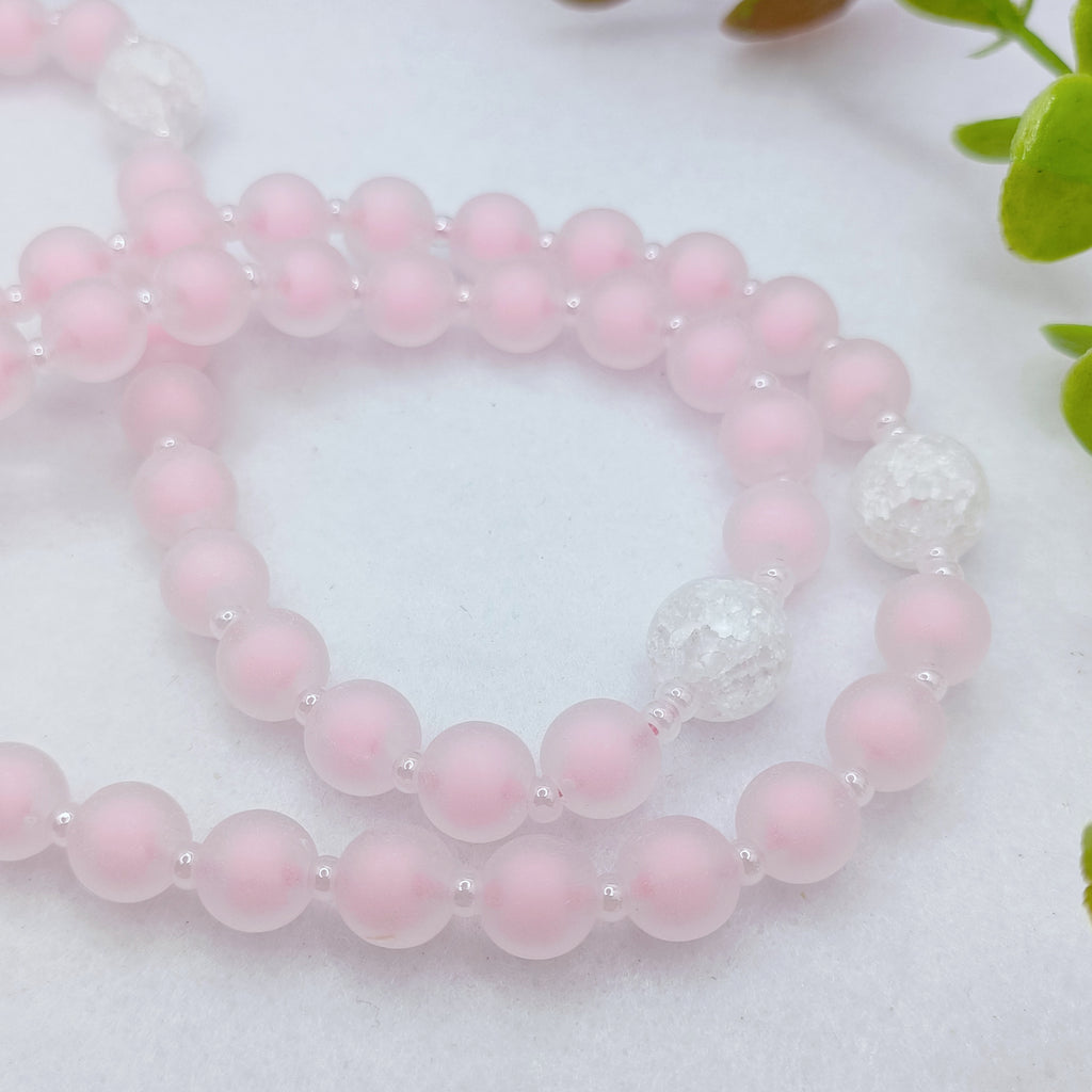 Heavenly Pink Glass Rosary