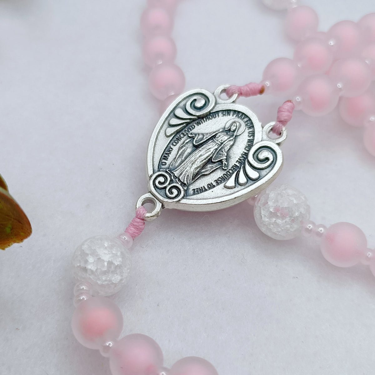 Heavenly Pink Glass Rosary