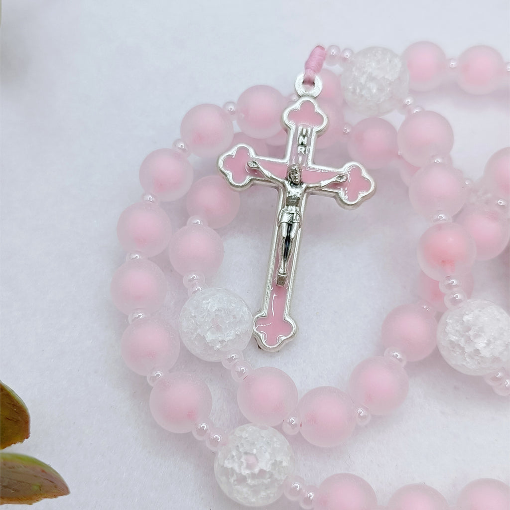 Heavenly Pink Glass Rosary