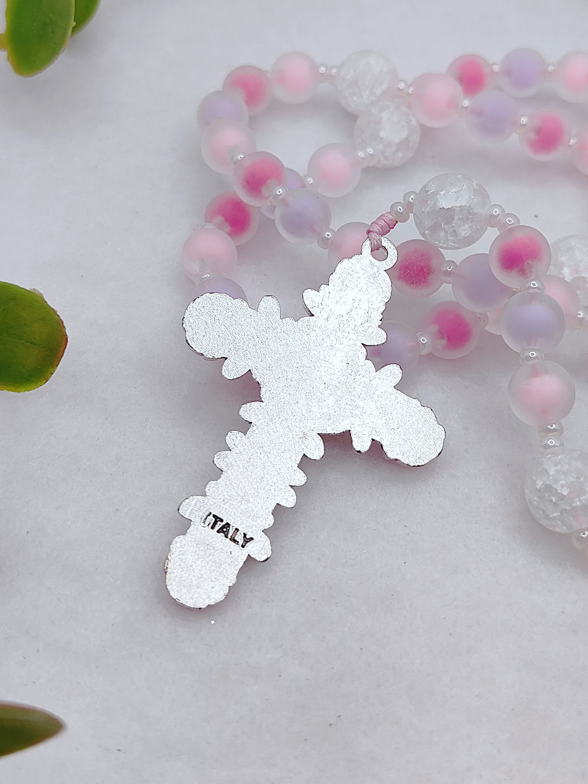 Dreamy Pink Glass Floral Rosary