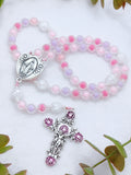 Dreamy Pink Glass Floral Rosary