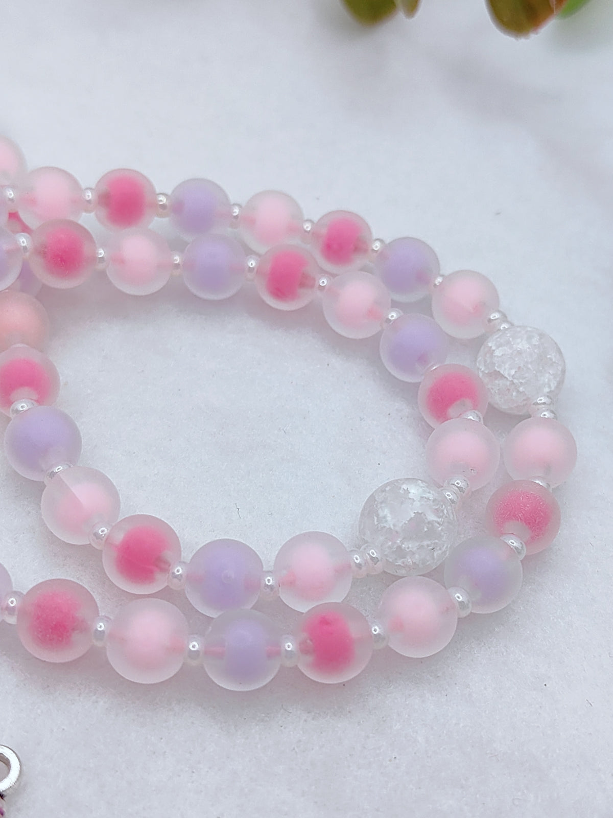 Dreamy Pink Glass Floral Rosary