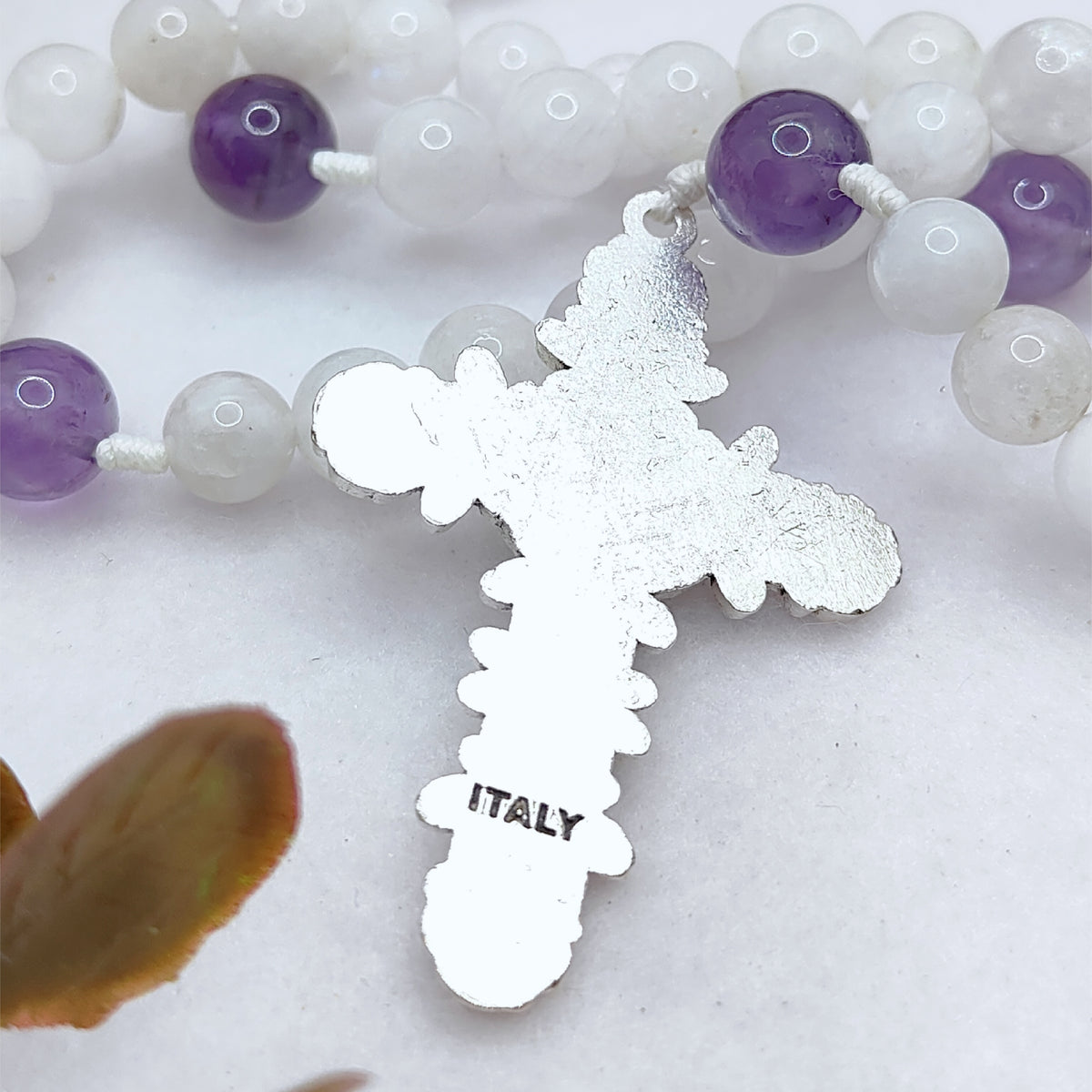 Miraculous Medal White Moonstone & Amethyst Peaceful Rosary