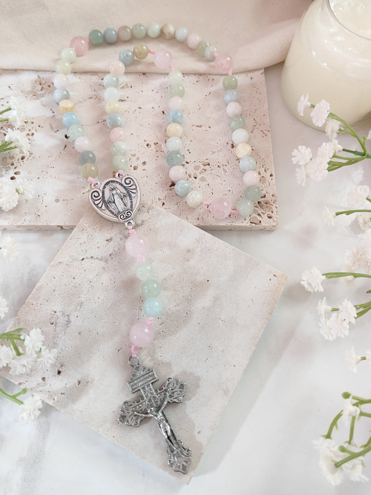 Serenity Morganite & Rose Quartz Rosary