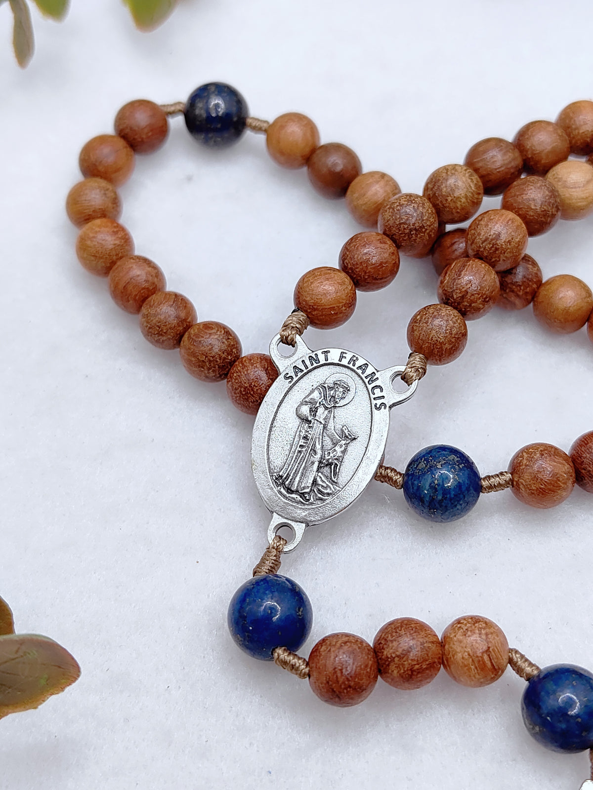 St. Francis of Assisi Peace & Creation Wood & Lapis Lazuli Rosary