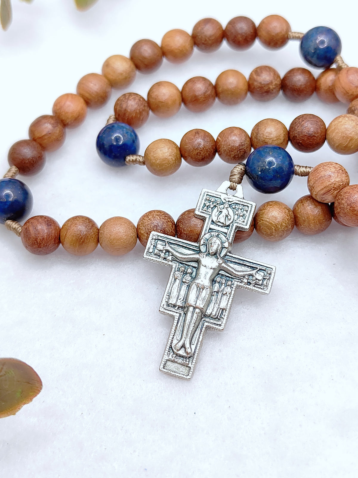 St. Francis of Assisi Peace & Creation Wood & Lapis Lazuli Rosary