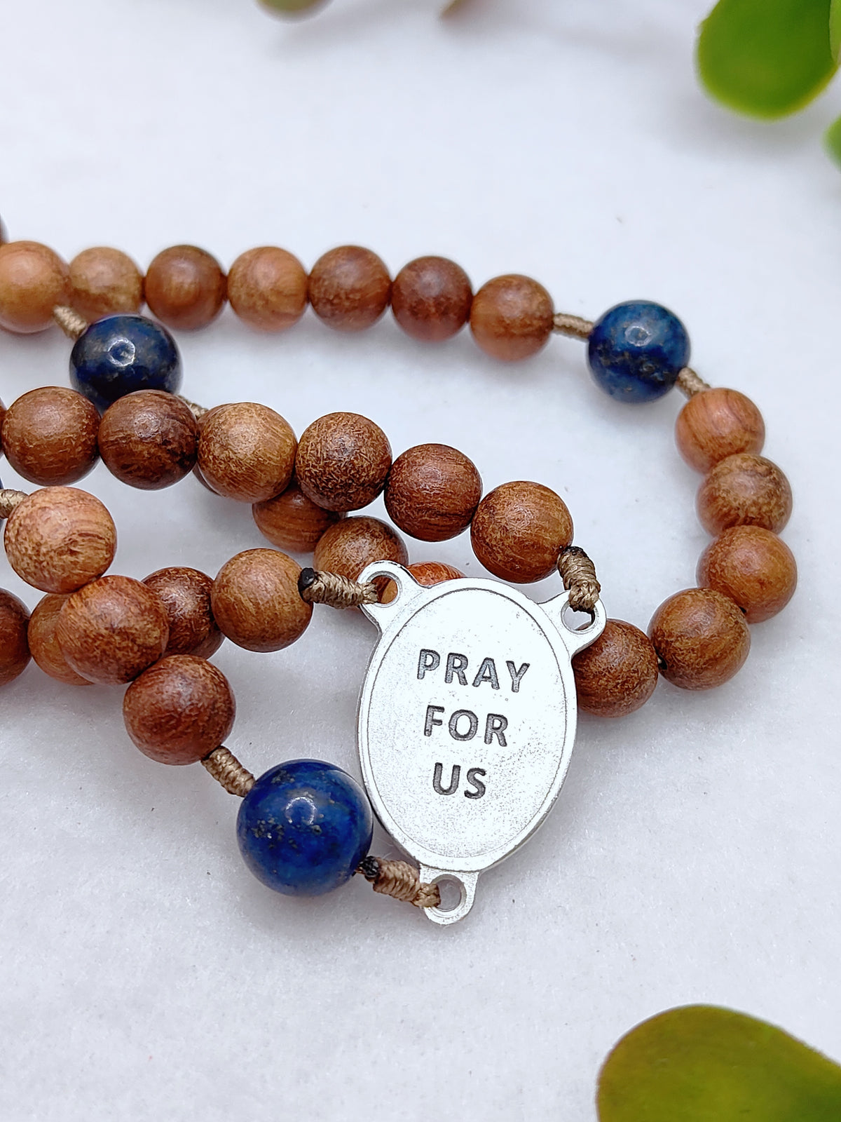 St. Francis of Assisi Peace & Creation Wood & Lapis Lazuli Rosary