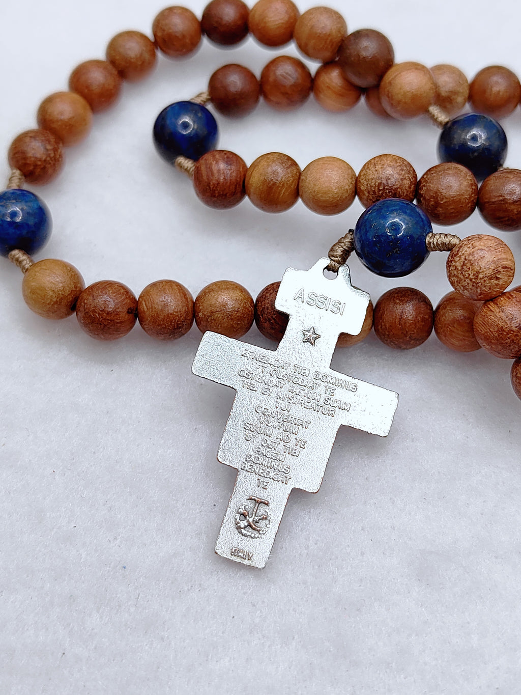 St. Francis of Assisi Peace & Creation Wood & Lapis Lazuli Rosary